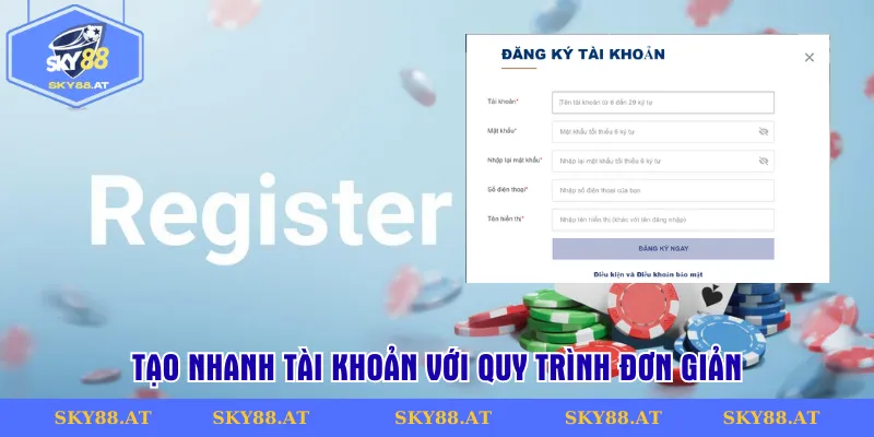 Tạo nhanh tài khoản với quy trình đơn giản